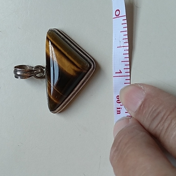 90's Vintage Tiger's Eye Silver Pendant - Picture 2 of 4